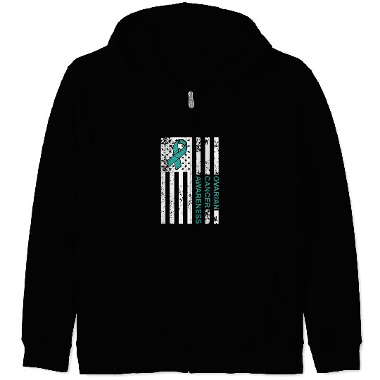USA Flag Ovarian Cancer Awareness Zip Hoodies
