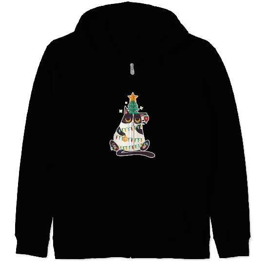 Christmas Tree Cat Zip Hoodies Christmas Xmas Holiday
