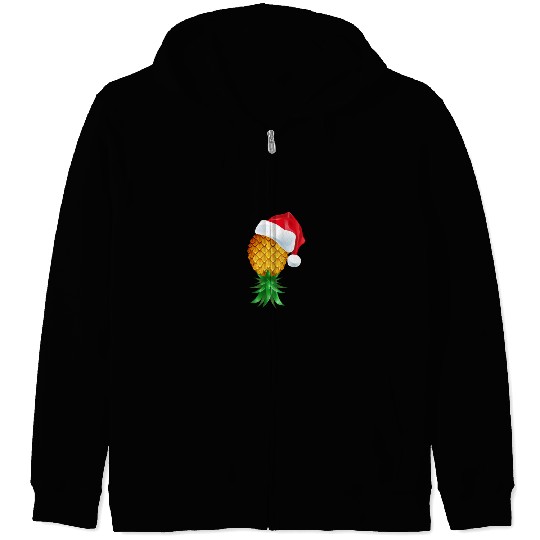 Santa Hat Swinger Upside Down Pineapple Zip Hoodies