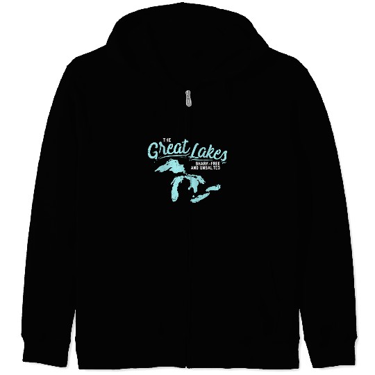 Lake The Great Lakes Silhouette USA Border Gift Zip Hoodies