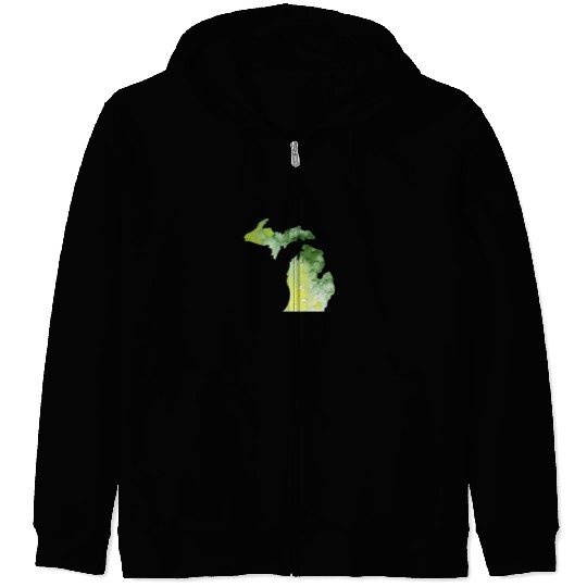 Watercolor Michigan Zip Hoodies Proud Michigander Art