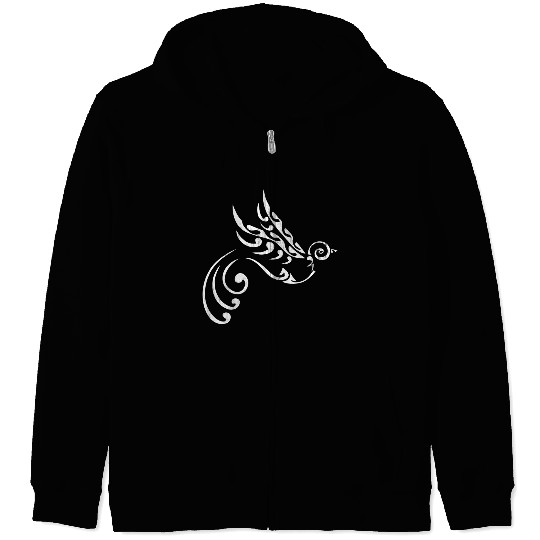 Maori Tattoo Bird Freedom white Zip Hoodies
