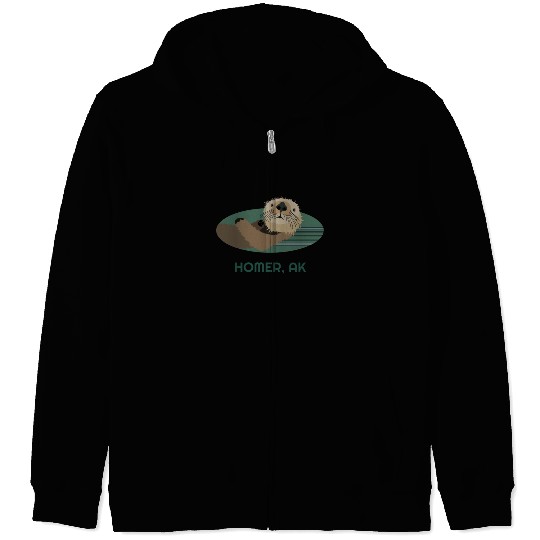 Cute Homer Coast Otter Alaska Resident Fisherman Zip Hoodies