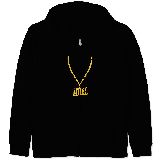 bitch necklace jewelry gold choker fashion beast s Zip Hoodies
