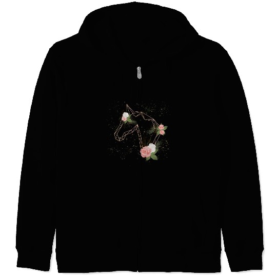 Horse Vintage Roses Zip Hoodies