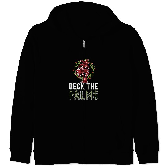 Deck The Palms Tropical Hawaiian Buffalo Plaid Zip Hoodies