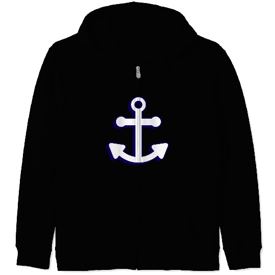 Nautical boat anchor in navy blue and white 3D Zip Hoodies