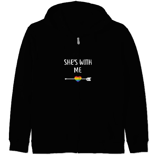 Lesbian Matching Couple Gifts She's With Me Set 2l Zip Hoodies