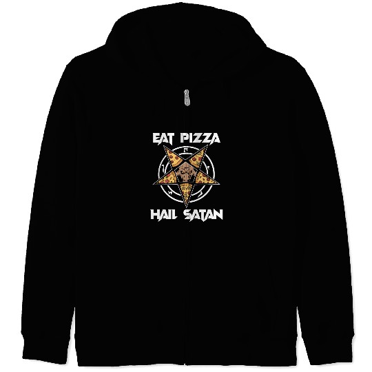 Baphomet Pentagram Lucifer Eat Pizza Hail Satan Zip Hoodies