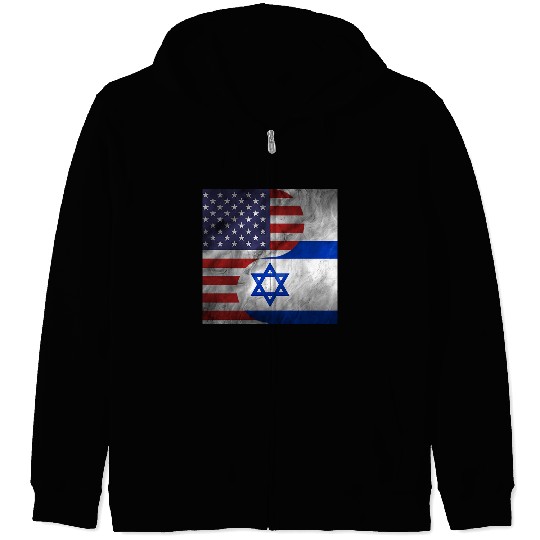 USA Israel Dual Yin Yang Flag Zip Hoodies