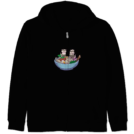 Ramen Ferret Anime Zip Hoodies