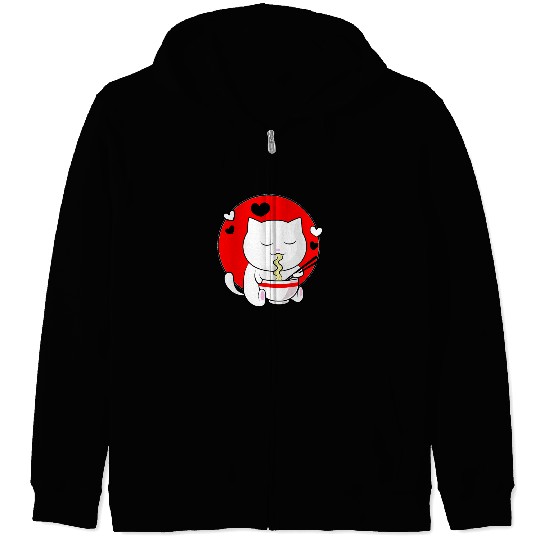 Kawaii Ramen Anime Cat Japanese Manga Zip Hoodies