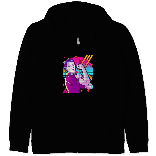 Rosie The Riveter Vaporwave Zip Hoodies