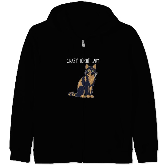 Crazy Tortie Lady Tortoise Shell Cat Owner graphic Zip Hoodies