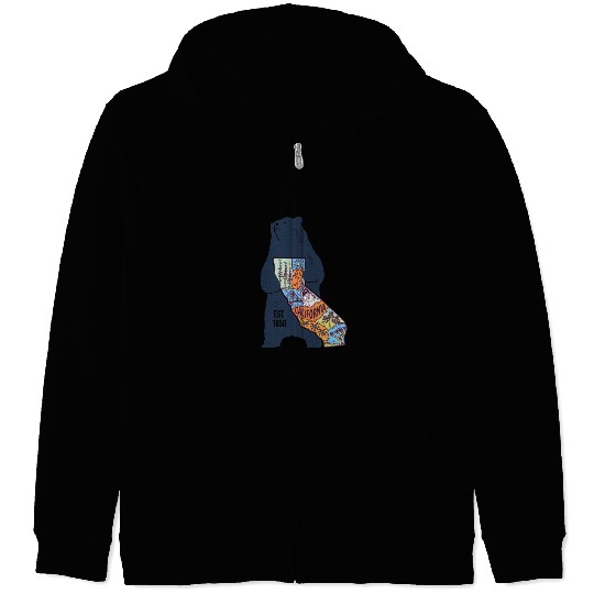 Vintage California Bear EST 1850 Zip Hoodies
