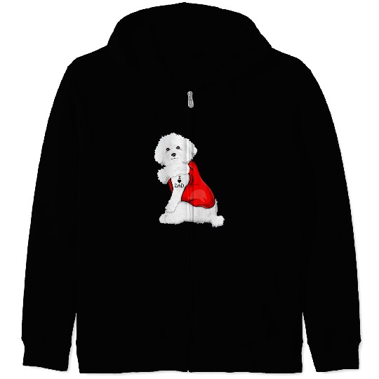 Funny bichon frise Dog I Love Mom Tattoo Lover Zip Hoodies