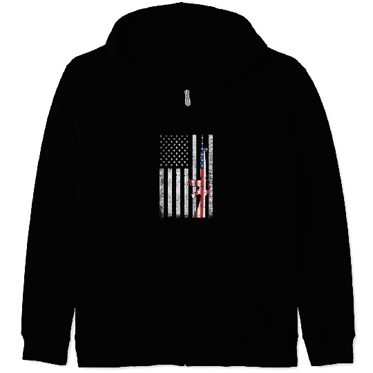 Us Flag With Gun For Independence day 4th of July Zip Hoodies