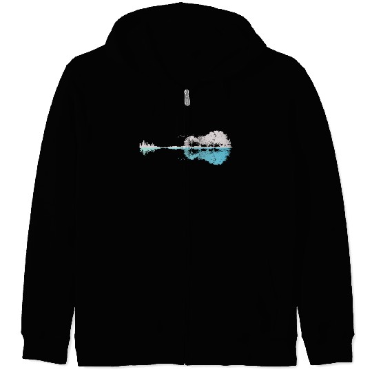 Cool Guitar Silhouette City and Nature Zip Hoodies