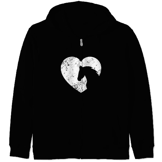 Heart with horse head Zip Hoodies