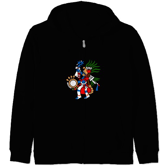 Aztec Symbol Aztec God of War Huitzilopochtli Zip Hoodies