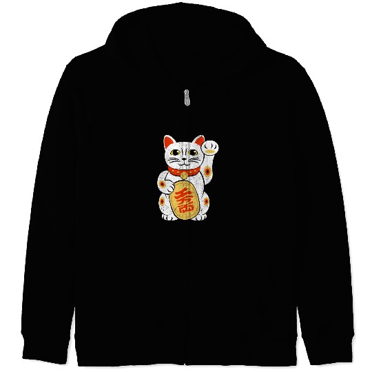 Japan Lucky Cat Japanese Maneki Neko Good Luck Cha Zip Hoodies