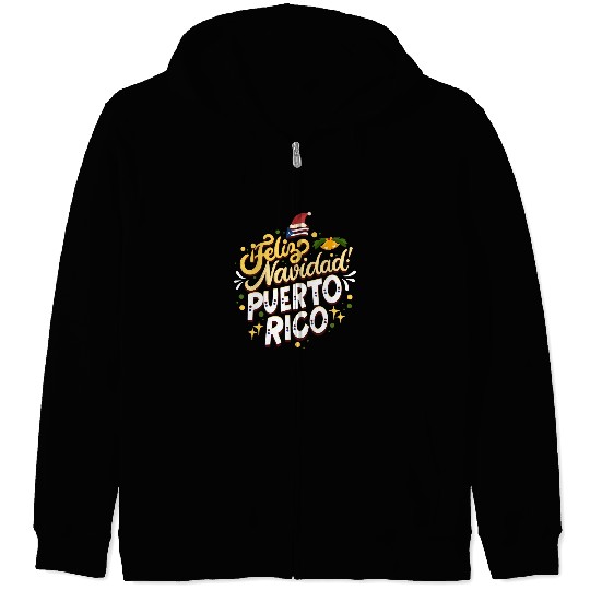 Feliz Navidad Puerto Rico - Merry Christmas Zip Hoodies