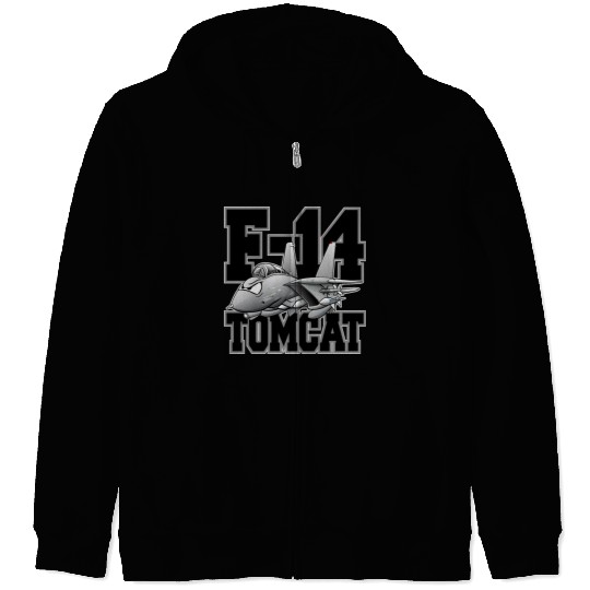 F-14 Tomcat Military Fighter Jet Aircraft Cartoon Zip Hoodies