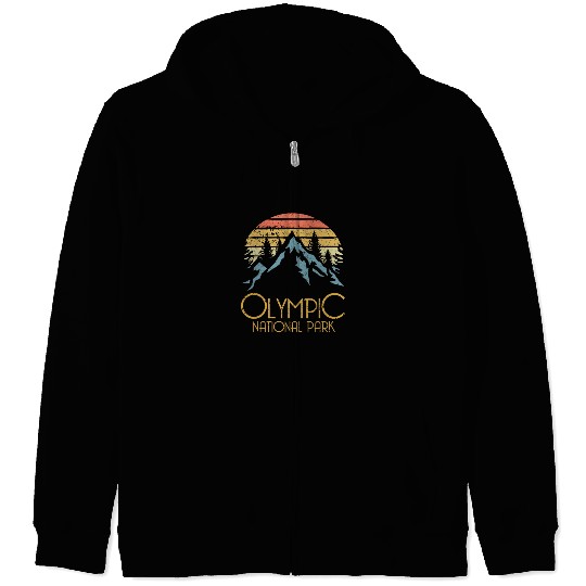 Retro Olympic National Park Washington Mountains S Zip Hoodies
