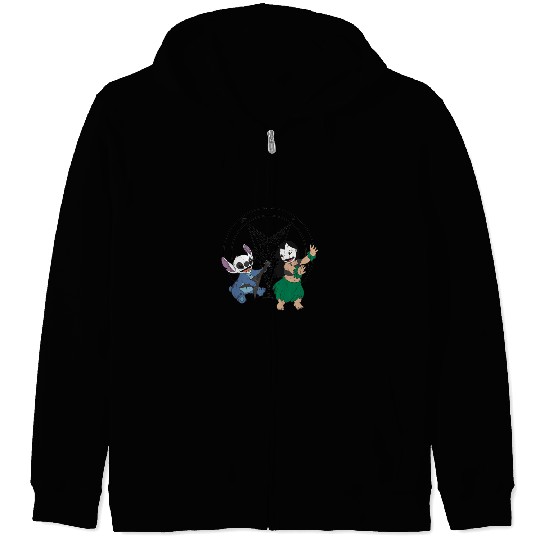 Black Metal Lilo and Stitch Zip Hoodies