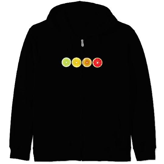 Lime Lemon Orange Vitamin Citrus Wheels of a Zip Hoodies