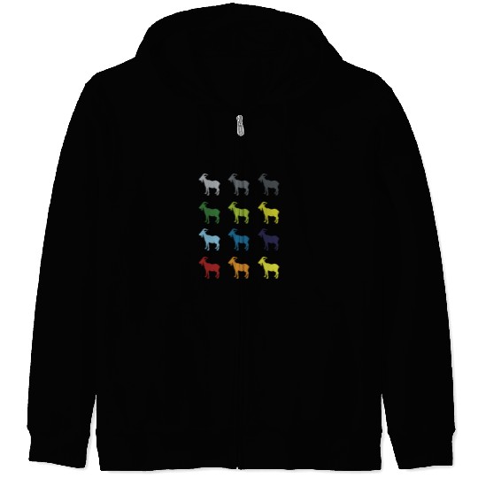 Neon Pop Art Retro Goat Animal Gift Idea Zip Hoodies