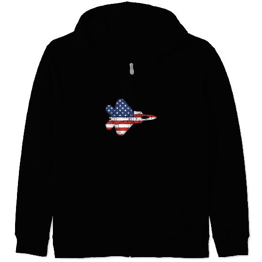 F-22 Raptor Fighter Jet Airplane American Flag F22 Zip Hoodies