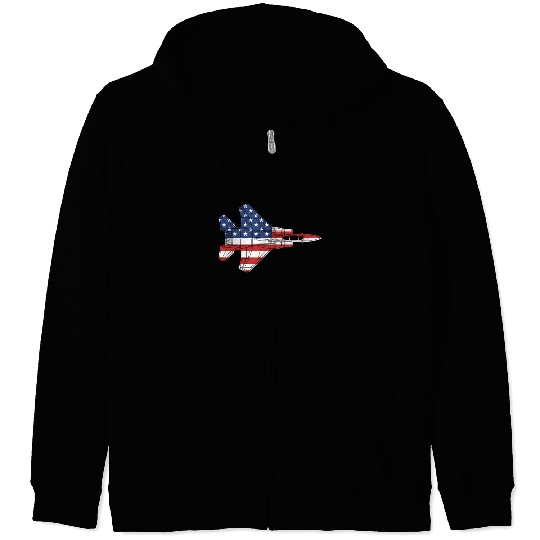 F-15 Eagle Fighter Jet Airplane American Flag F15l Zip Hoodies