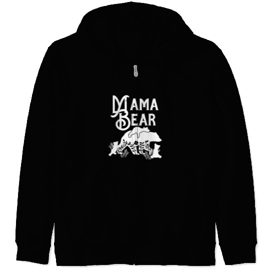 Mama Bear Mom Bear 3 cubs Momma Bear Momlife Zip Hoodies