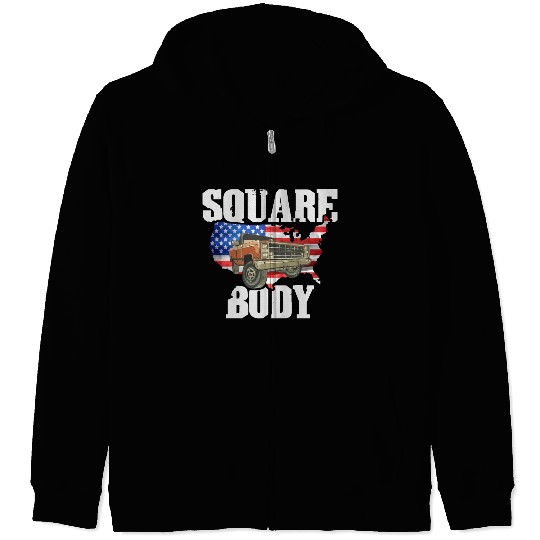 Square Body - American Flag Truck Lovers Zip Hoodies