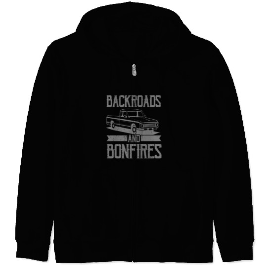 BACKROADS AND BONFIRES Square Body Truck Pickup Zip Hoodies