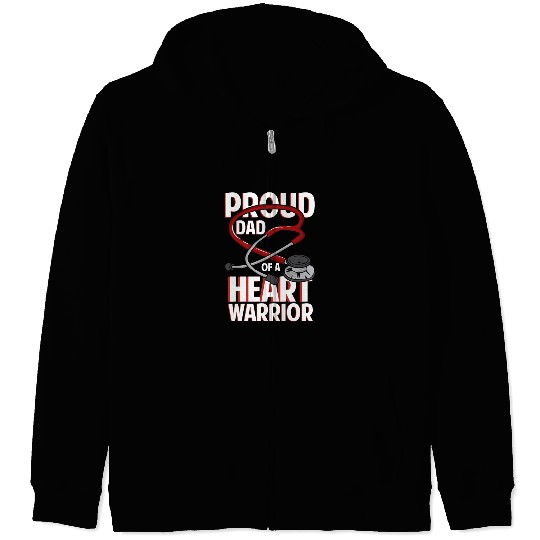 Proud Dad Of A Heart Warrior Coronary Disease CHD Zip Hoodies