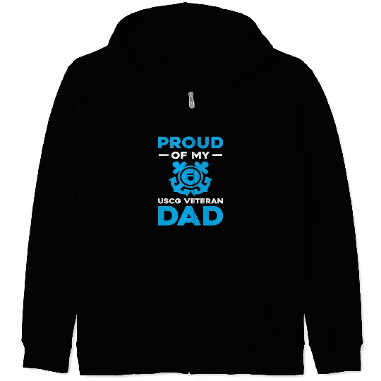 Proud Of My USCG Veteran Dad Coast Guard Zip Hoodies