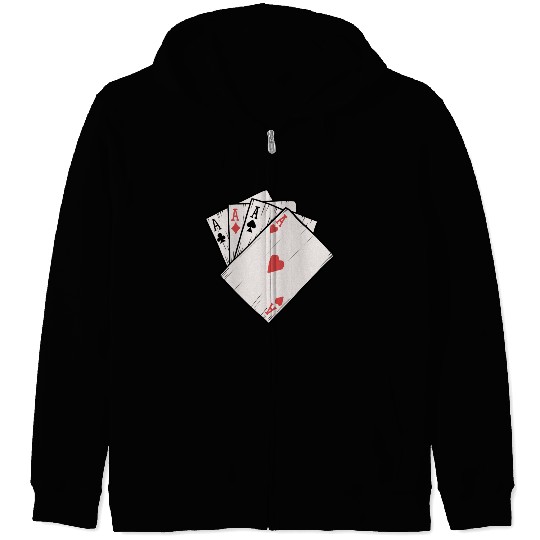 Traditional Tattoo Four Aces Playing Card Game Zip Hoodies