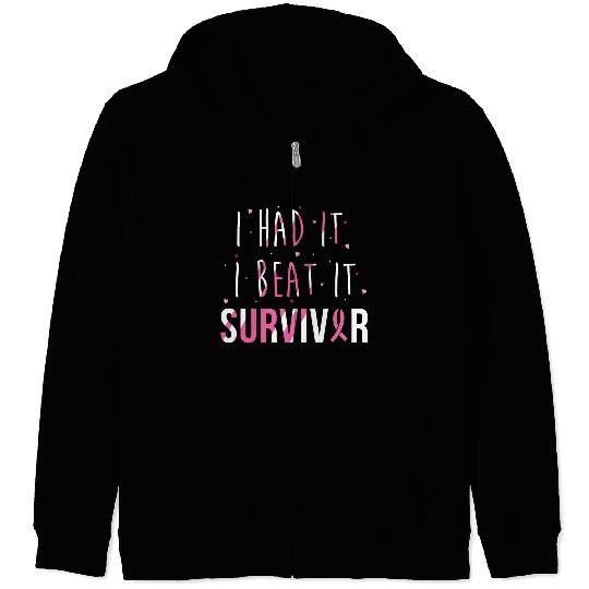 Breast Cancer Survivor I Had It I Beat It Zip Hoodies