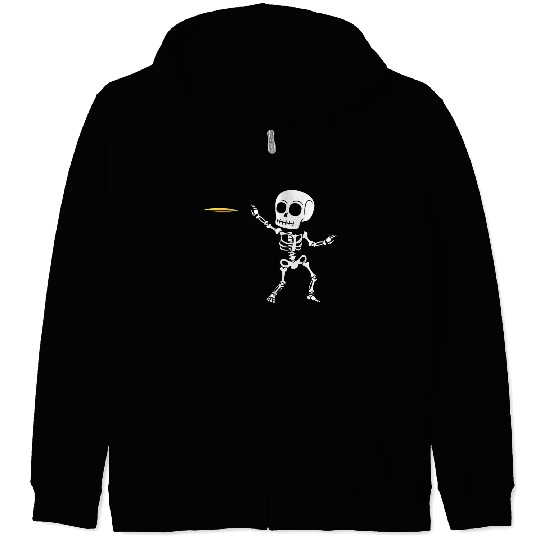 Skeleton Flying Disc Golf Halloween Frisbee Zip Hoodies