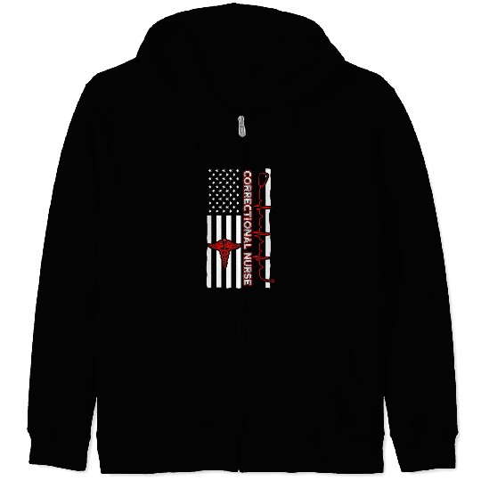 Correctional Nurse USA Flag Nursing RN Zip Hoodies