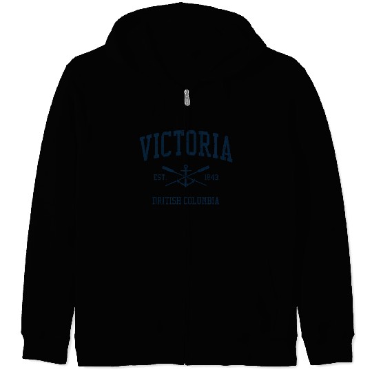 Victoria BC Vintage Navy Crossed Oars & Boat Ancho Zip Hoodies