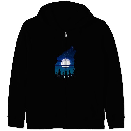 Howling wolf full moon forest howling wild Zip Hoodies