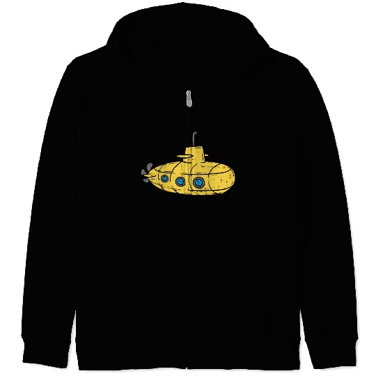 Us Navy Yellow Cartoon Submarine Cute Submariner B Zip Hoodies