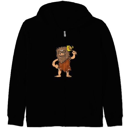 Caveman with Torch Zip Hoodies