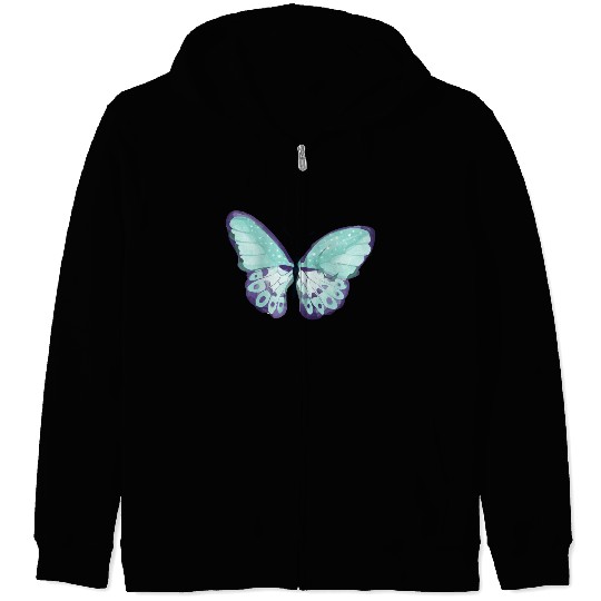 Light Green Butterfly Zip Hoodies