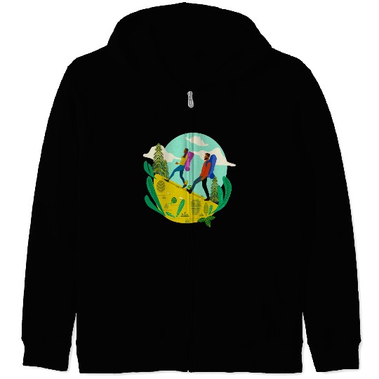 Black People Hiking Zip Hoodies