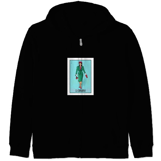 La Chingona The Bad Ass Woman Card Mexican Lottery Zip Hoodies