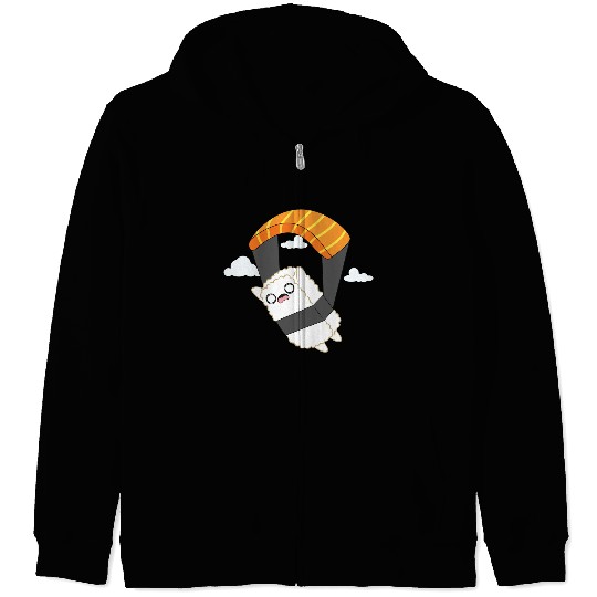 Sushi Nigiri Parachute Extreme Sport Kawaii Anime Zip Hoodies
